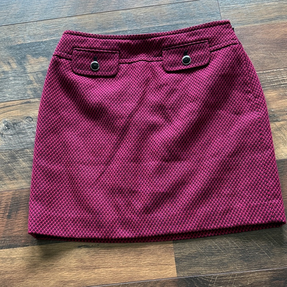 LOFT Rich Hot Pink and Black Mini Skirt with Pockets